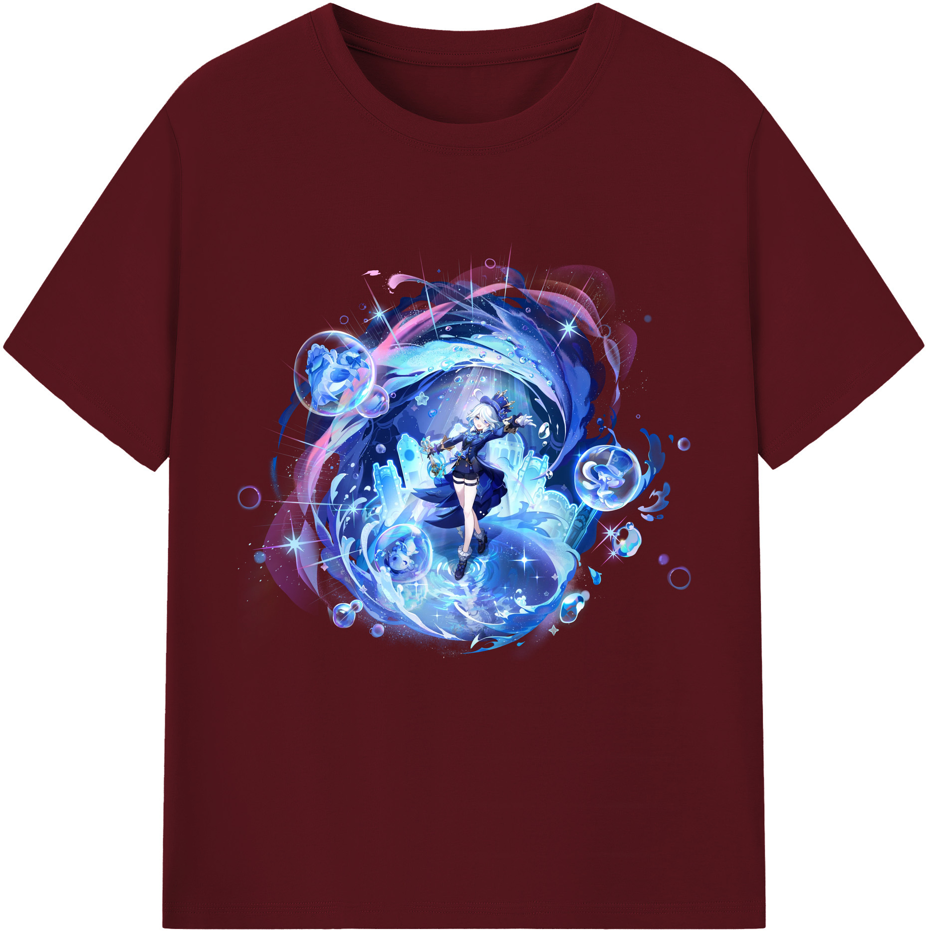 げんし神 フリーナ genshin Furina 綿100％半袖Tシャツ（フロントプリント）